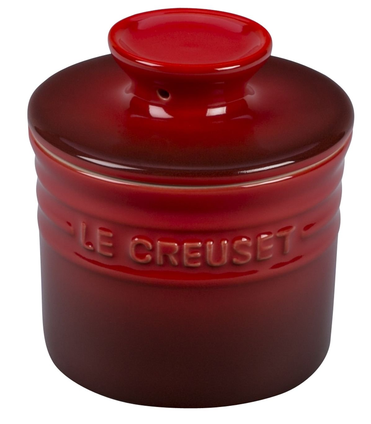 Ceramic Butter Dish Crock Big Capacity French Glass with lid Water Seal  Tray Holder- Red 