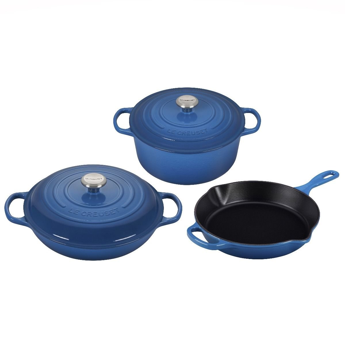 5-Piece Signature Cookware Set with Stainless Steel Knobs - Marseille Blue, Le Creuset