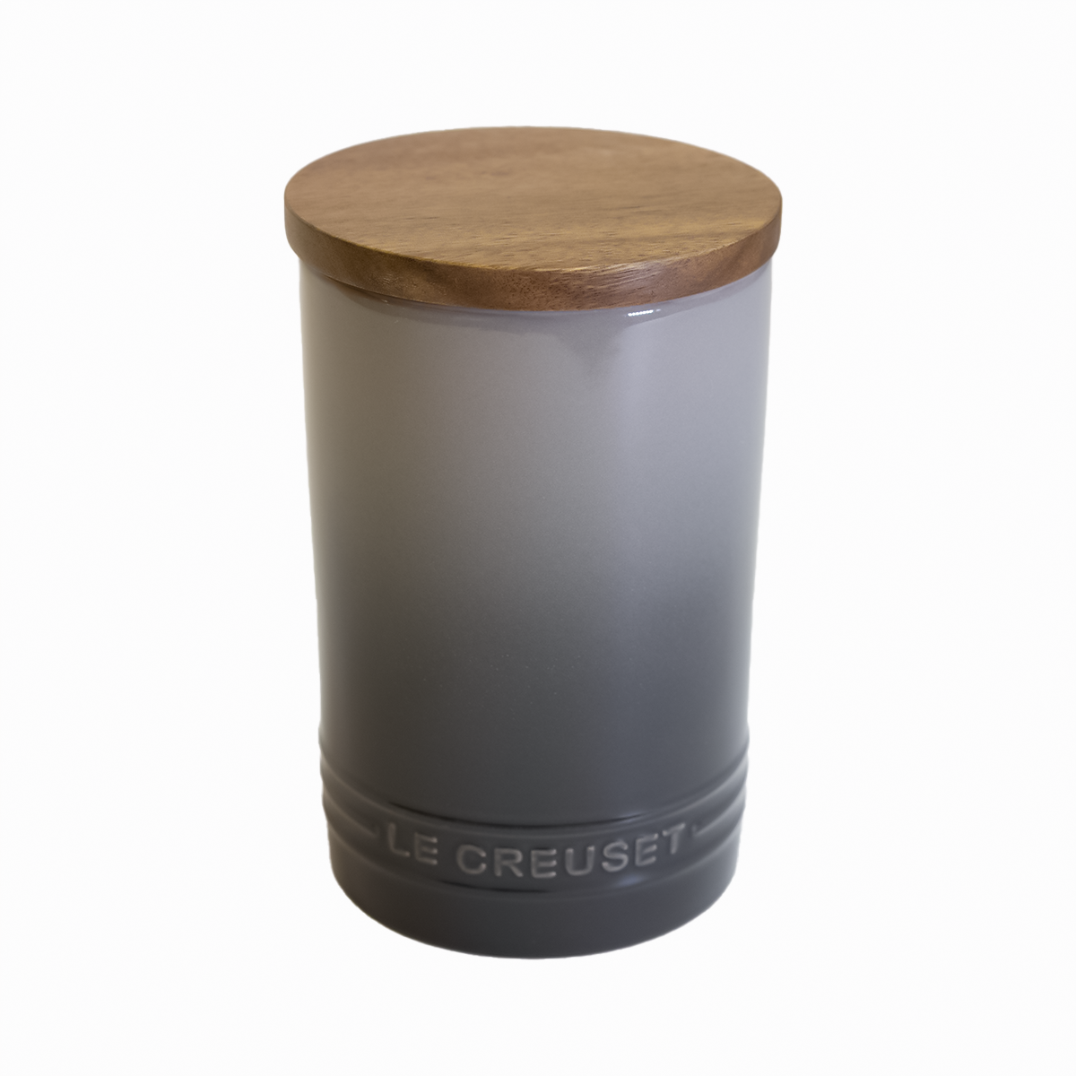 Signature 26oz Stoneware Storage Container with Wood Lid (Oyster