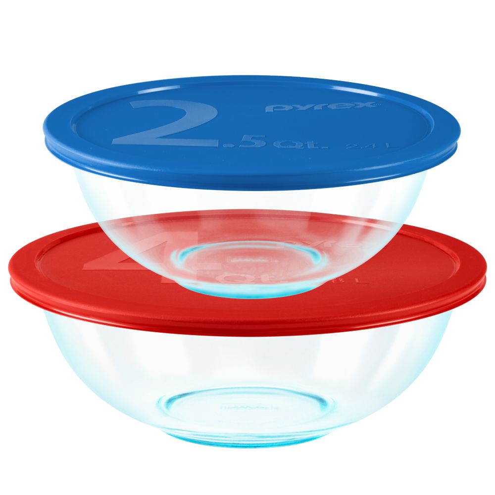 Smart Essentials 4-Piece Mixing Bowl Set with Lids Pyrex