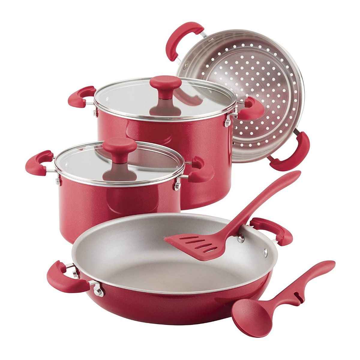 Rachael Ray Hard Enamel Nonstick 16-Piece Cookware Set, Gradient Orange 