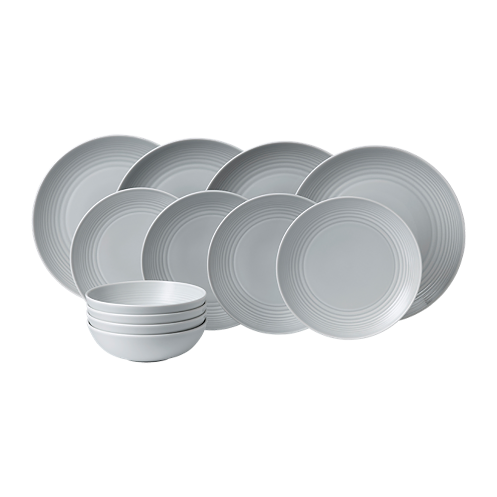 Gordon Ramsay Maze Collection 12-Piece Dinnerware Set Light Grey