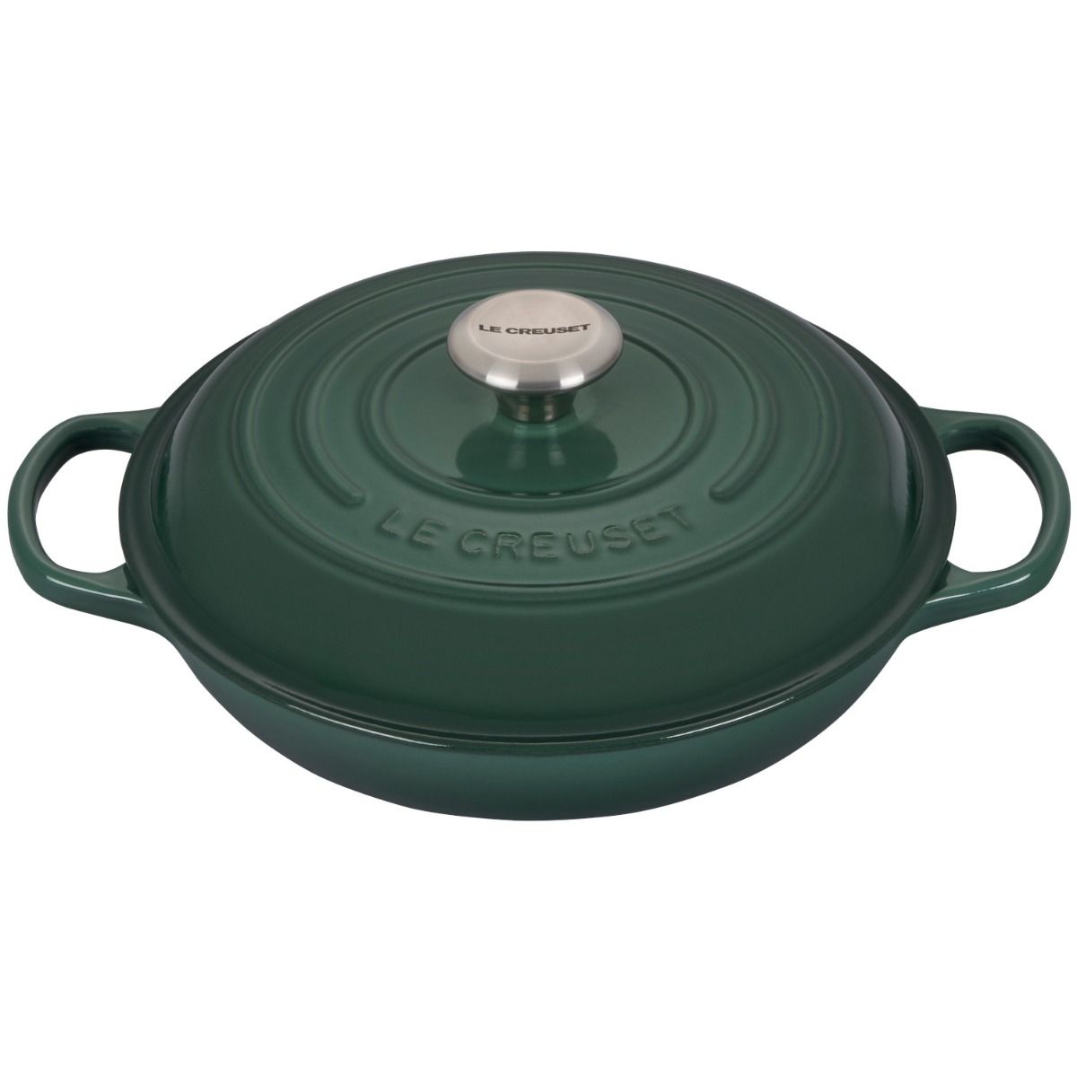 5 Quart Round Enameled Cast Iron Braiser Pan with Lid in Arctic Teal - Blue