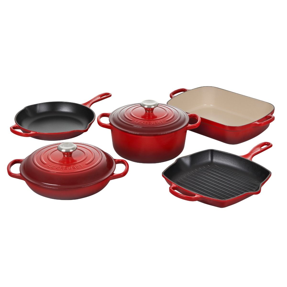  Le Creuset 12 Piece French Countryside Cast-Iron Cookware  Bundle - Cerise: Home & Kitchen