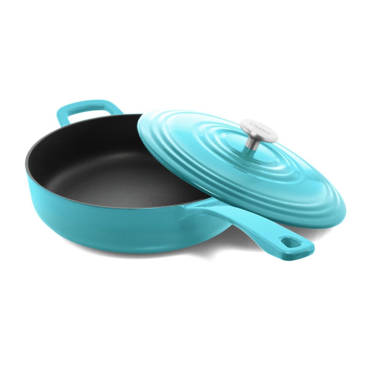 Chantal 10 in. Round Cast-Iron Skillet Sea Blue