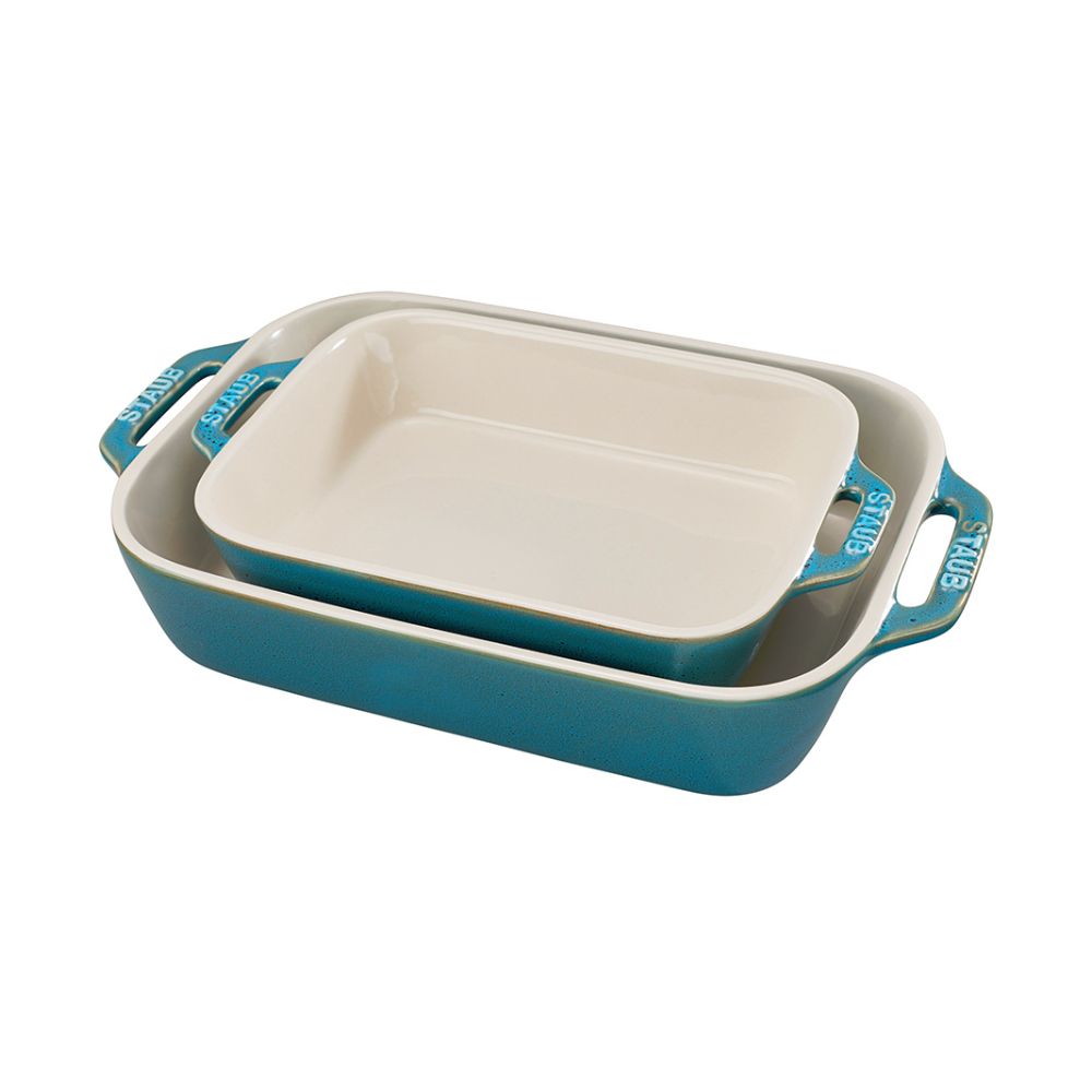 Staub Rustic Turquoise 2pc Rectangular Baking Dish Set