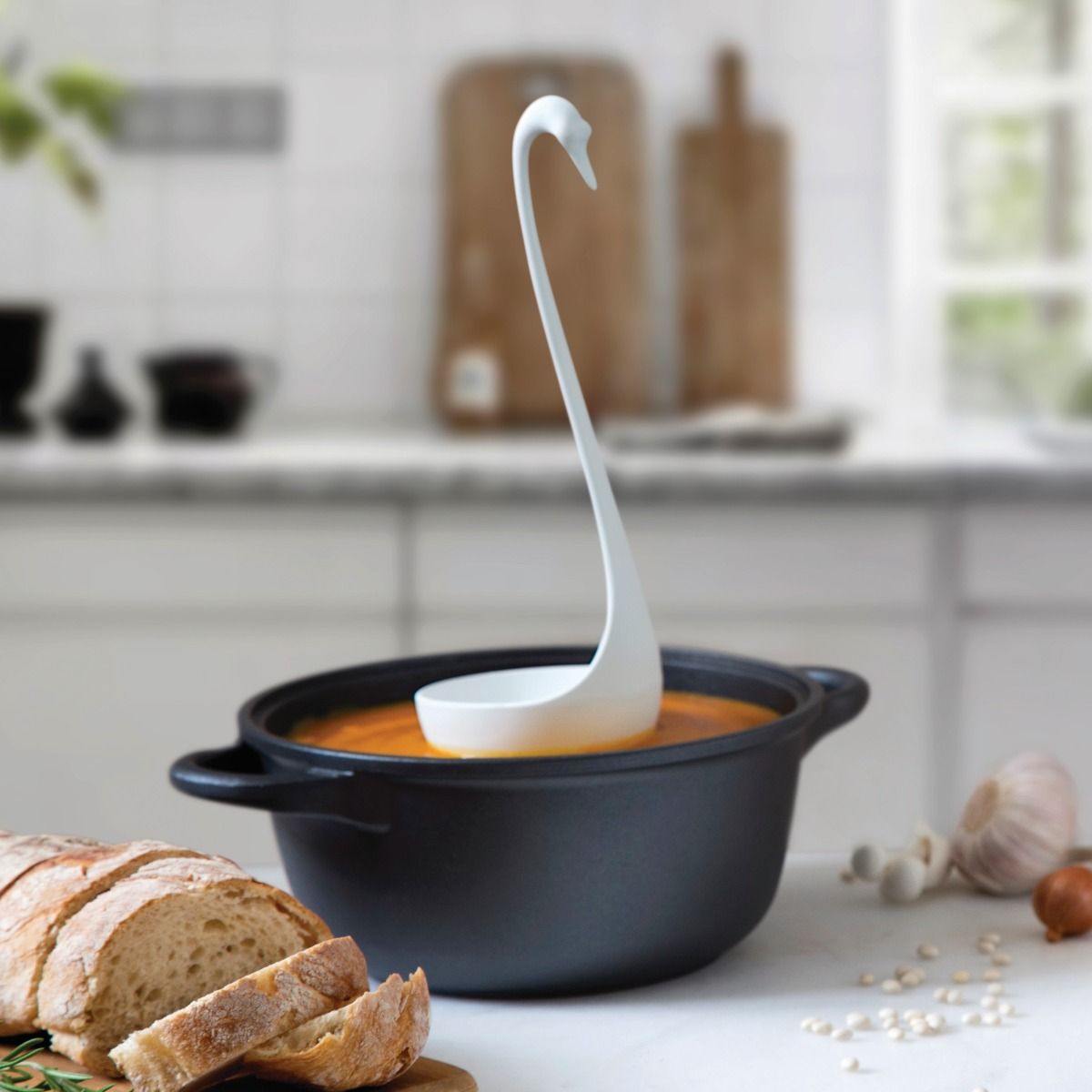 OTOTO Design Swanky Soup Spoon New/Boxed Ladle Serving Spoon Swan Black