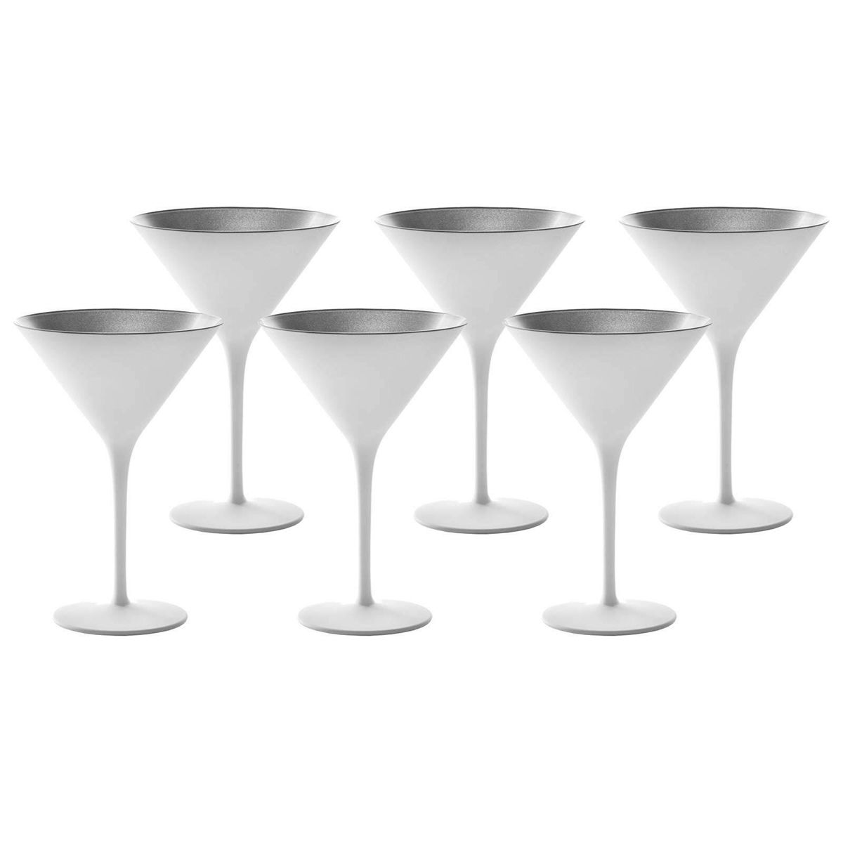 Set Of 6 Olympia Martini Drinkware 8oz Glasses White/bronze