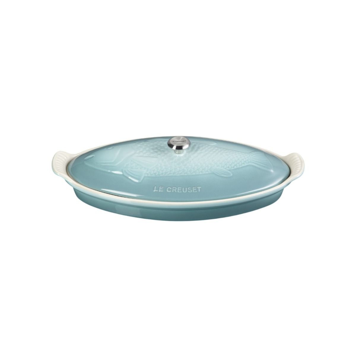 Heritage 1.7 Qt. Fish Baker with Gold Knob (Sea Salt) | Le Creuset