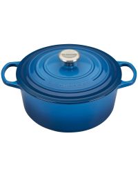 Le Creuset 5.5 Qt. Round Signature Cast Iron French Oven with Stainless Steel Knob | Marseille Blue