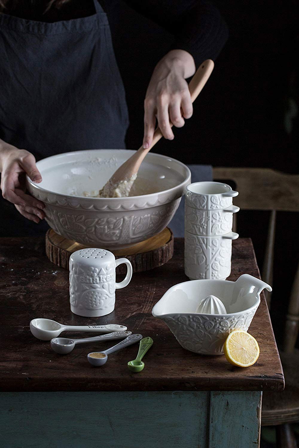 mason cash in the forest collection, mason cash in the forest measuring cups, mason cash measuring cups, stoneware measuring cups, in the forest measuring cups and spoons