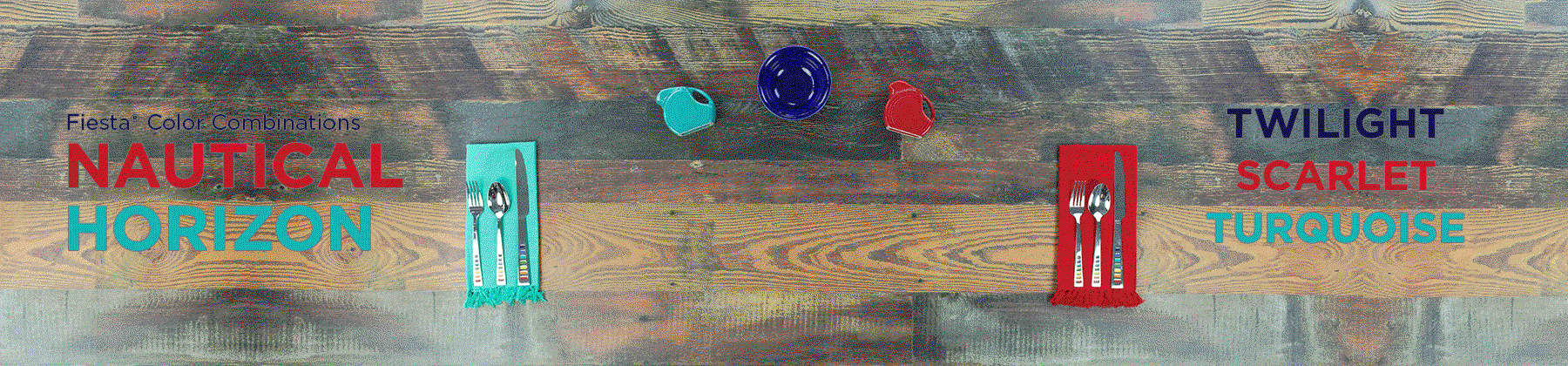 Photo of Fiesta color combination featuring Twilight, Turquoise, and Scarlet