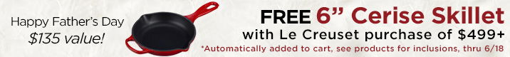 Free 6in Cerise Skillet with select Le Creuset purchase of $499+ thru 6/18.