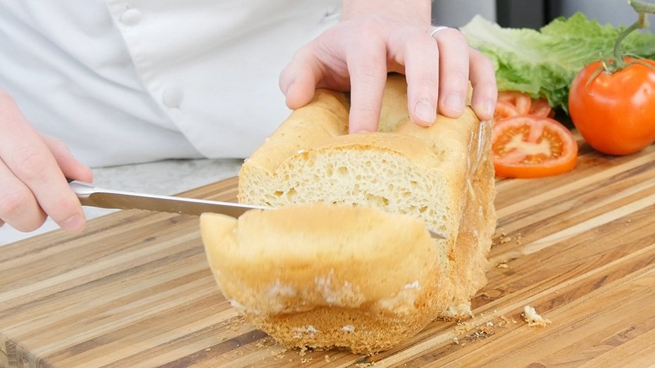 Gluten Free Bread with the Zojirushi Bread Maker - slicing bread