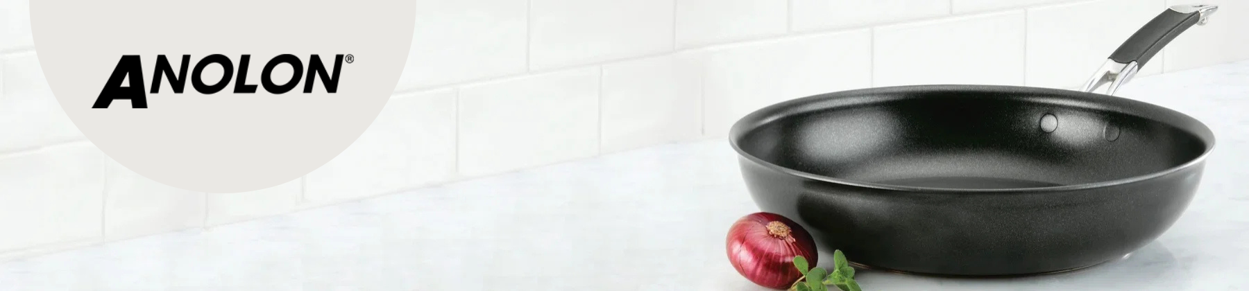 Photo of Anolon hard-anodized nonstick cookware pan.