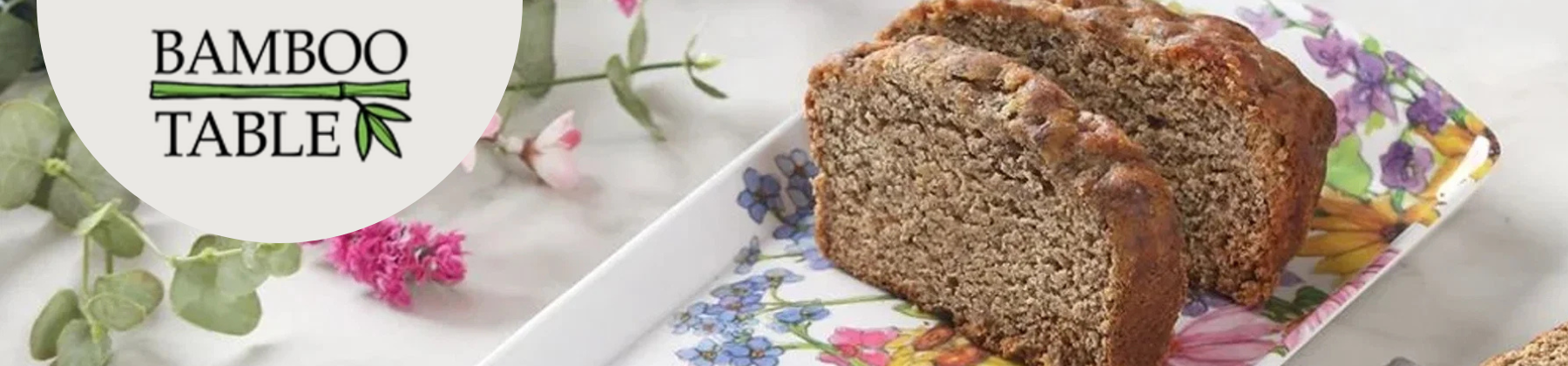 Photo of Bamboo Table Wildflower Loaf Tray with bread.