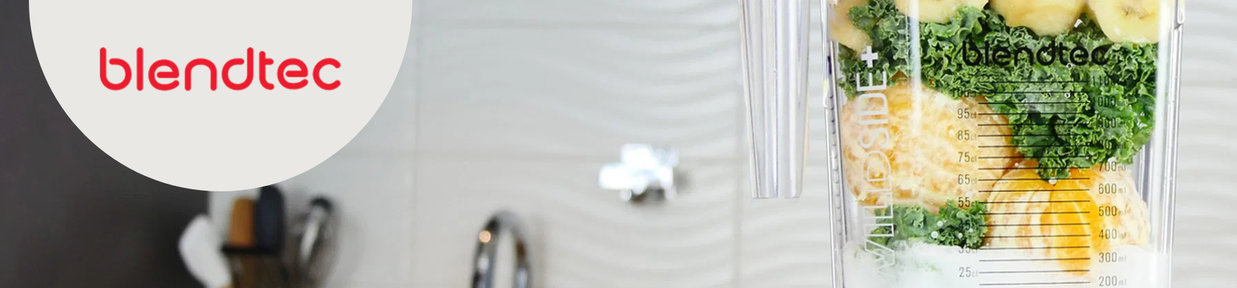 Header Photo of Blendtec Wildside Jar with fruit and vegetables. 