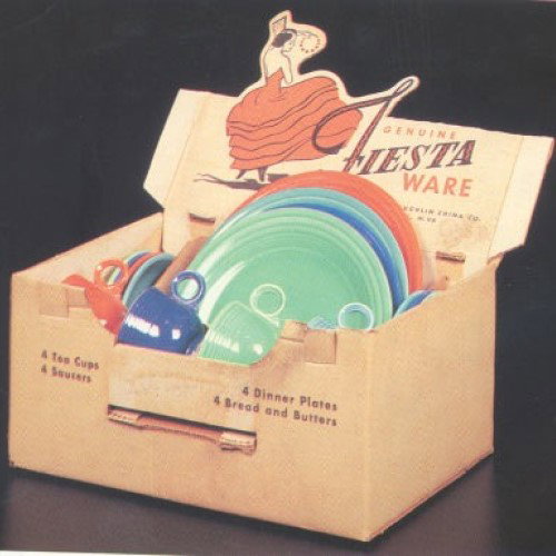 a vintage image shows the original packaging for fiesta's first color combination set