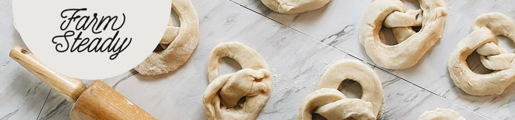 Photo of FarmSteady pretzel mix formed into pretzel dough.