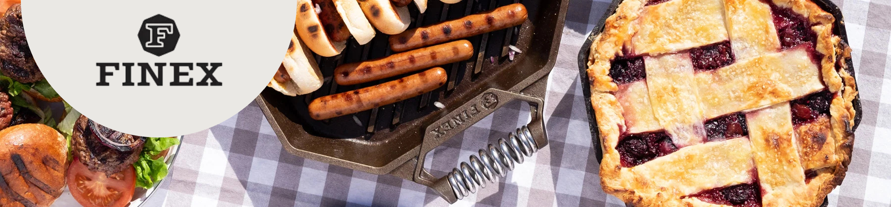Photo of FINEX Cast Irons on a picnic table.