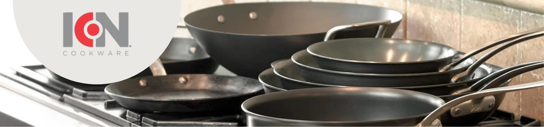 Photo of ICON Cookware stacked atop a range stovetop
