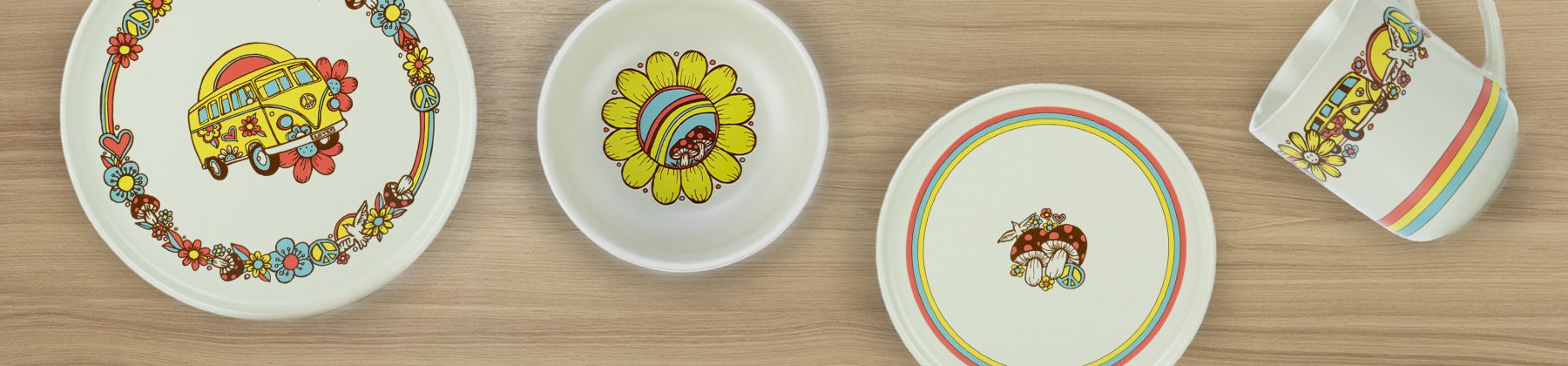 Photo of Everything Kitchens Modern Flat Peace and Love dinnerware.