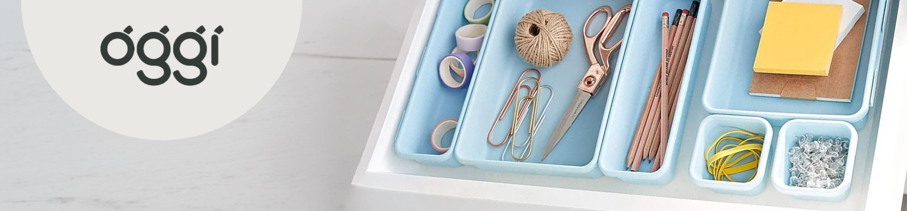 Photo of white Oggi fridge organizers.