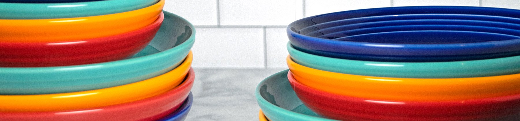 Photo of Fiesta bowl-plates, multi-colors.