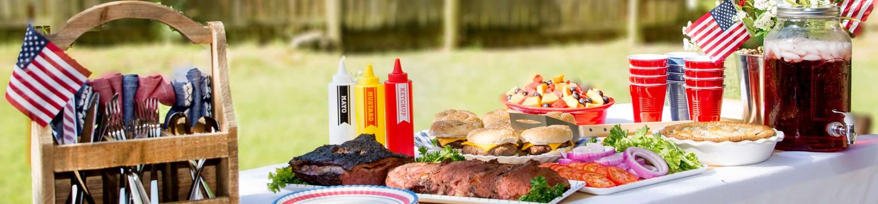 Photo of Summer BBQ outdoor tablescape.