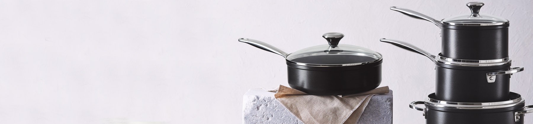 Photo of Le Creuset nonstick cookware.