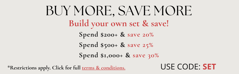 Buy More, Save More. Build your own Le Creuset set and Save. Spend $200 and Save 20%, $500 and Save 25%, $1,000 and Save 30%. Use Code: SET. Cart must contain at least three items to qualify for discount. Discount applies only to full-price items.