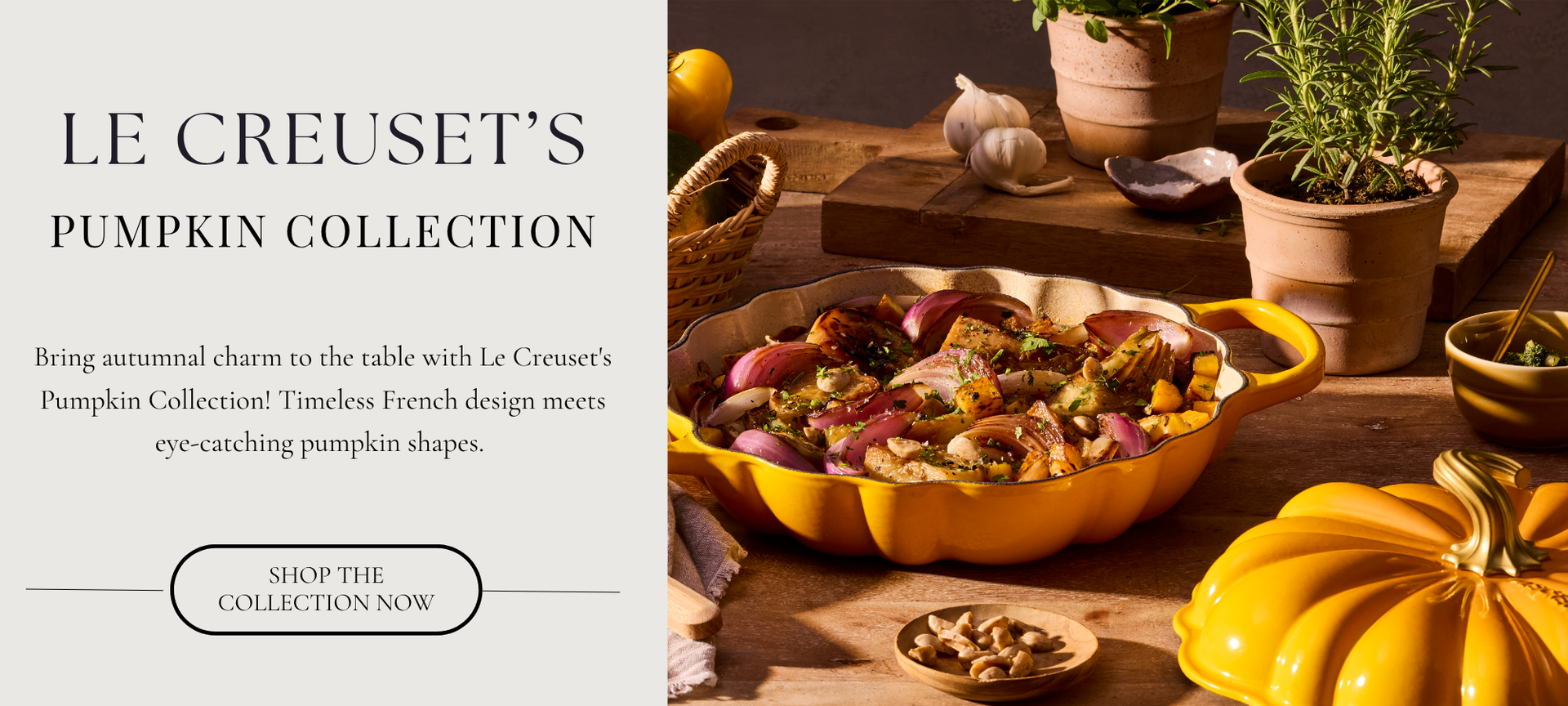 Bring autumnal charm to the table with Le Creuset's Pumpkin Collection! Timeless French design meets eye-catching pumpkin shapes. Shop the collection now!