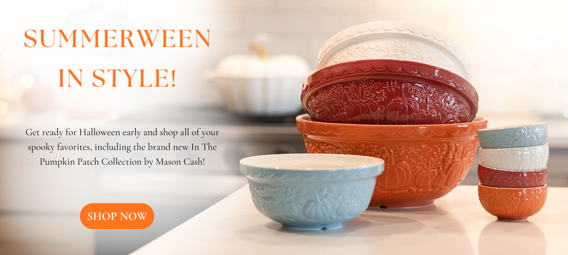 Celebrate Summerween in style! Get ready for Halloween early and shop all of your spooky favorites, including the brand new In The Pumpkin Patch Collection by Mason Cash!