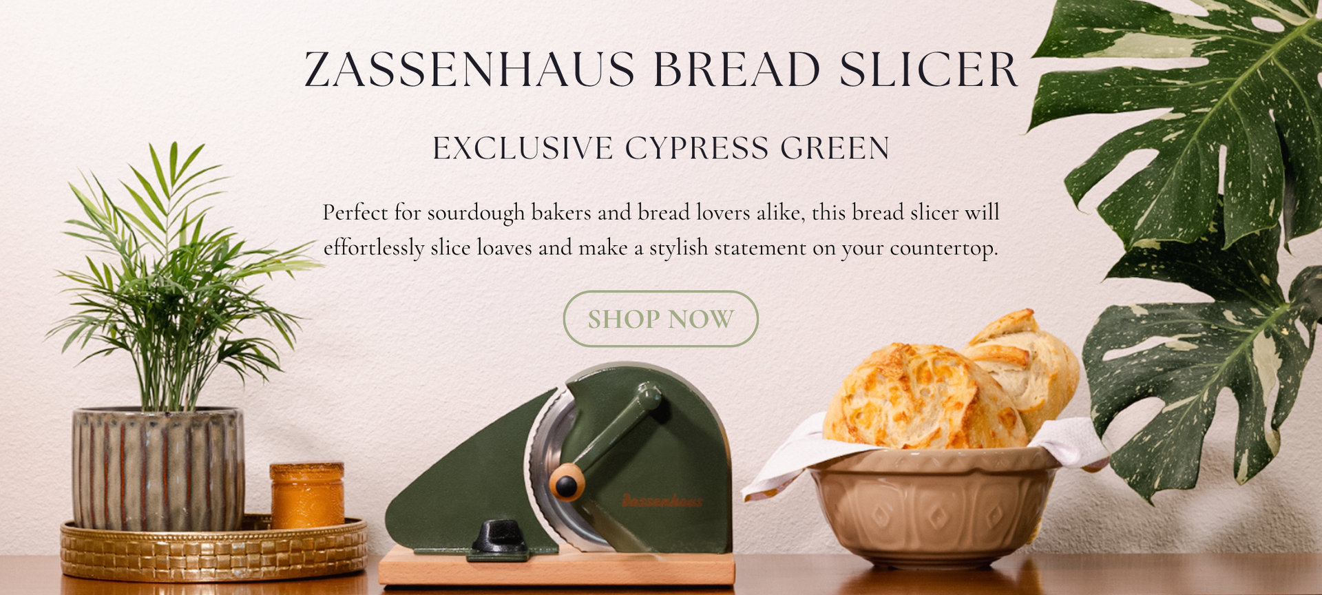 Zassenhaus Bread Slicer in Exclusive Cypress Meet our Everything Kitchens Exclusive Cypress Green Bread Slicer by Zassenhaus! Perfect for sourdough bakers and bread lovers alike. Was 229.95 Now 199.95. Shop Now
